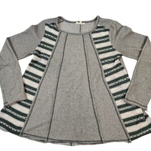 Hem & Thread Knit Swing Top XL Gray and Green